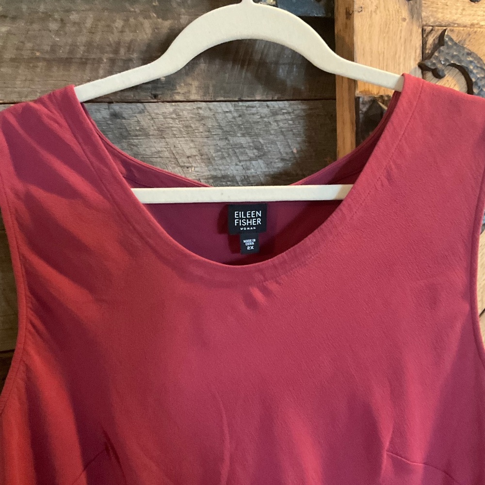 Eileen Fisher Beautiful Muted Raspberry Silk/Spandex Tank Top 2X EUC - FINAL $
